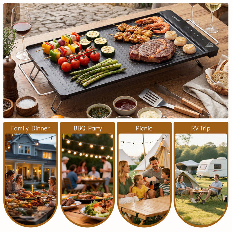 1300W Indoor Electric Grill with Removable Touch Panel