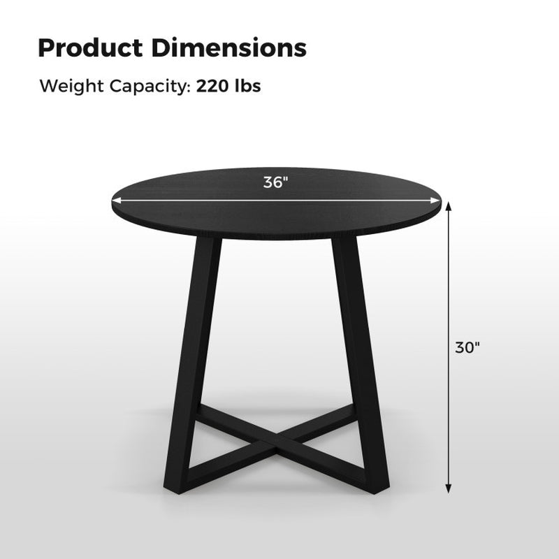 3-Piece Mid-Century Dining Set with 36” round Pedestal Table and 2 Sherpa Upholstered Chairs