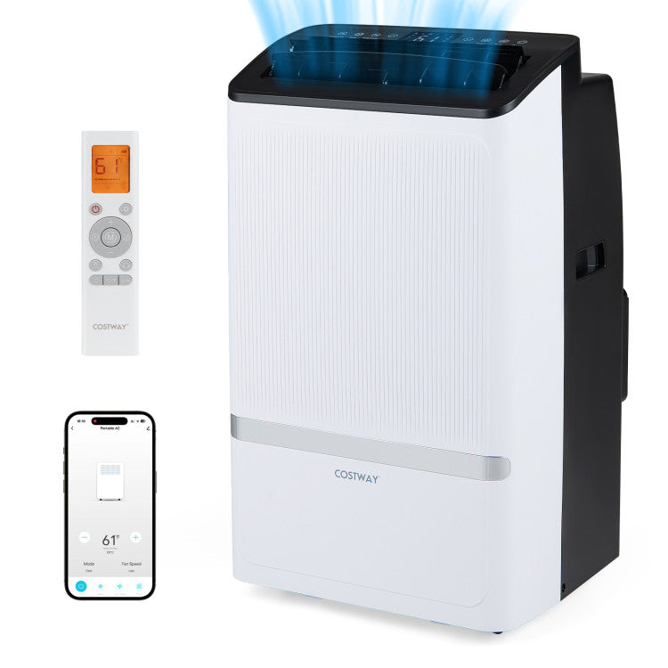 14000 BTU WiFi Enabled Portable Air Conditioner with Dehumidifier and 24H Timer