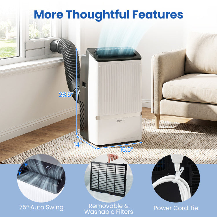14000 BTU WiFi Enabled Portable Air Conditioner with Dehumidifier and 24H Timer