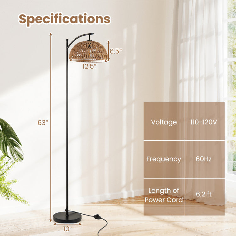 Arc Floor Lamp 63 Inches Tall Pole Lamp with Hanging Lampshade