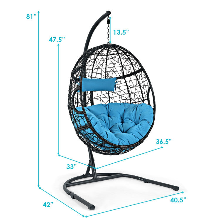 Indoor/Outdoor Hanging Cushioned Hammock Chair with Stand