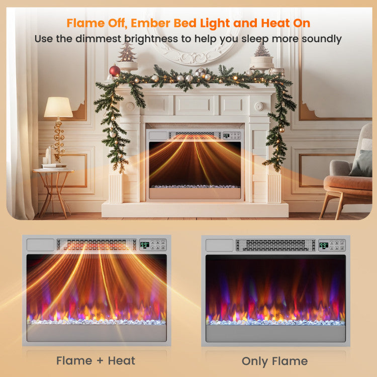 23 Inch 1500W Recessed Electric Fireplace Insert with Remote Control
