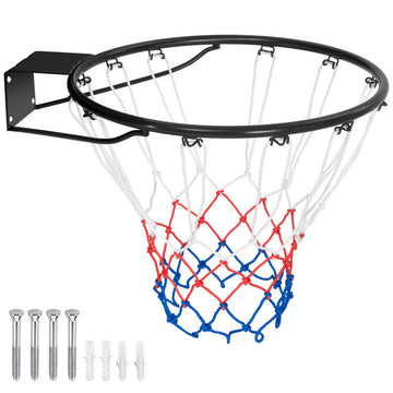 15 Inch Basketball Rim Goal Replacement with All Weather Net and Mounting Hardware