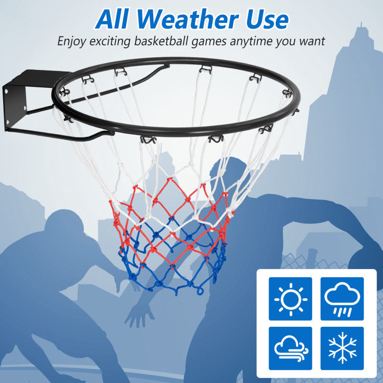 15 Inch Basketball Rim Goal Replacement with All Weather Net and Mounting Hardware