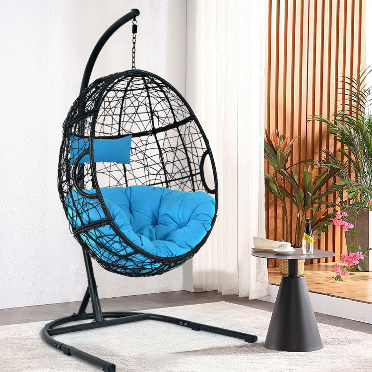 Indoor/Outdoor Hanging Cushioned Hammock Chair with Stand