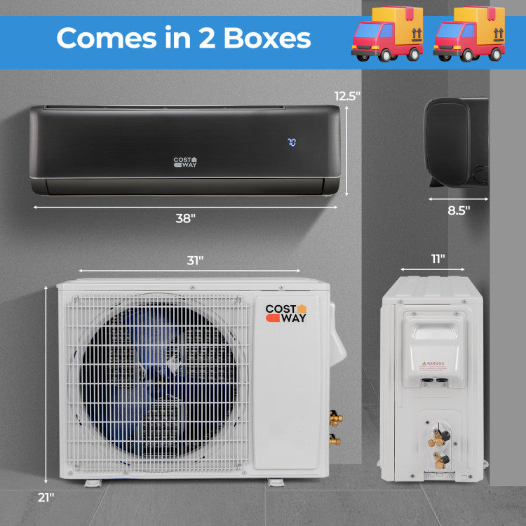 GreyVolt Series Energy Star Certified 18000 BTU 21 SEER2 208-230V Mini Split Air Conditioner and Heater Gray