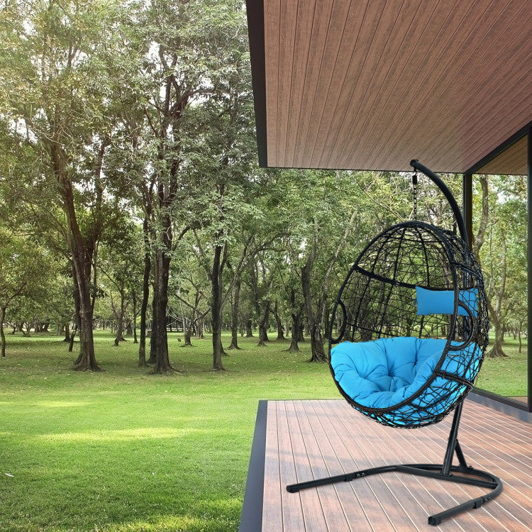 Indoor/Outdoor Hanging Cushioned Hammock Chair with Stand