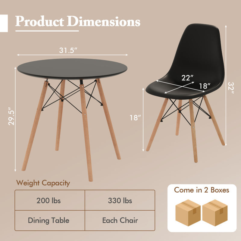 5 Pieces Dining Table Set with Solid Wood Leg