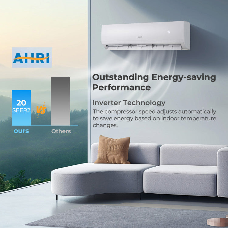Thundrive Series 18000 BTU 2 Zone 20 SEER2 Mini Split AC with Heat Pump