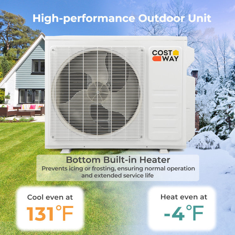 Thundrive Series 18000 BTU 2 Zone 20 SEER2 Mini Split AC with Heat Pump