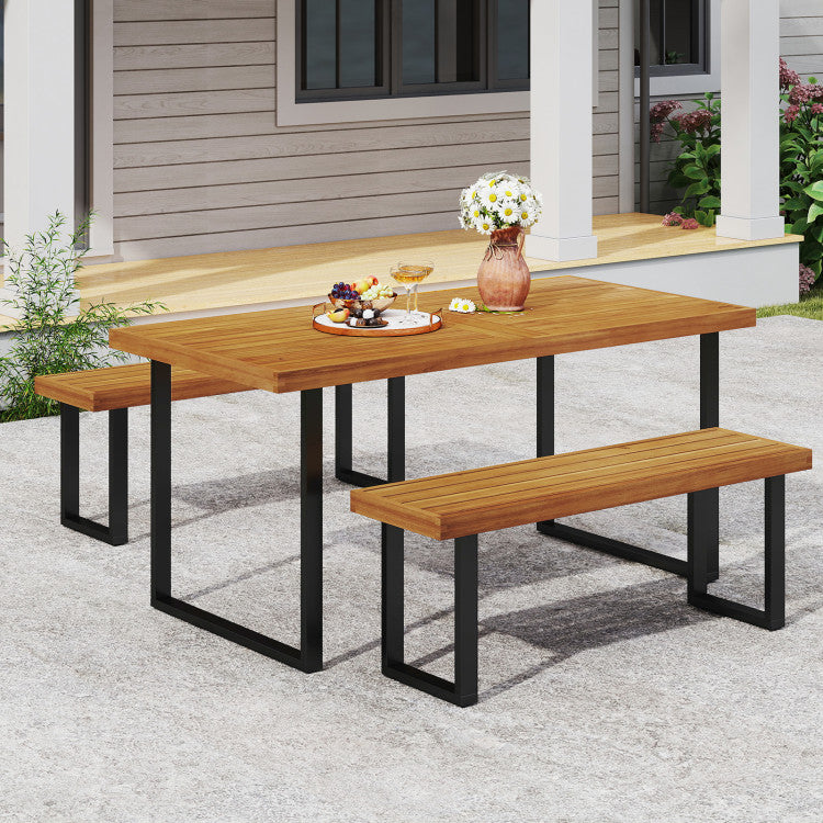 Acacia Wood Outdoor Bench 48 Inch Long Patio Dining Bench