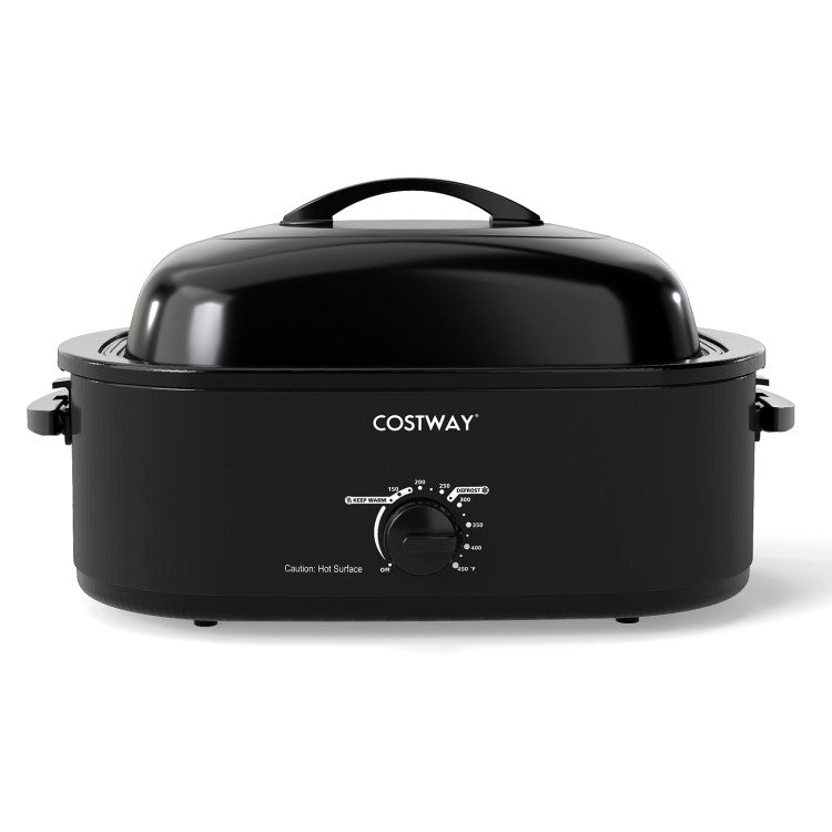 18QT Electric Roaster Oven with Self-Basting Lid Turkey Roaster with Removable Pan