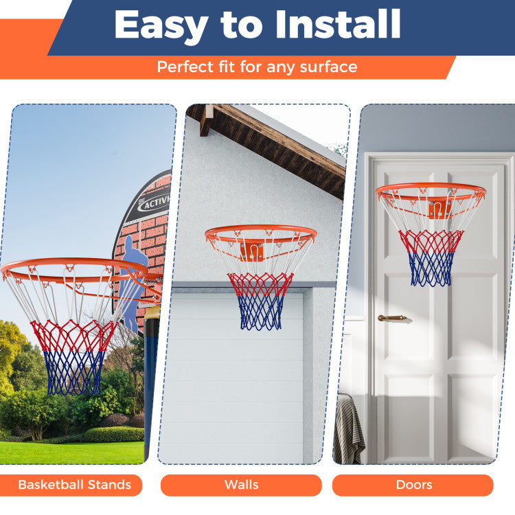 18" Basketball Rim Heavy Duty Wall Mounted Basketball Rim Goal Replacement