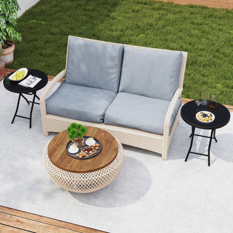 18 Inch Folding Side Table Patio Round Compact Coffee Table