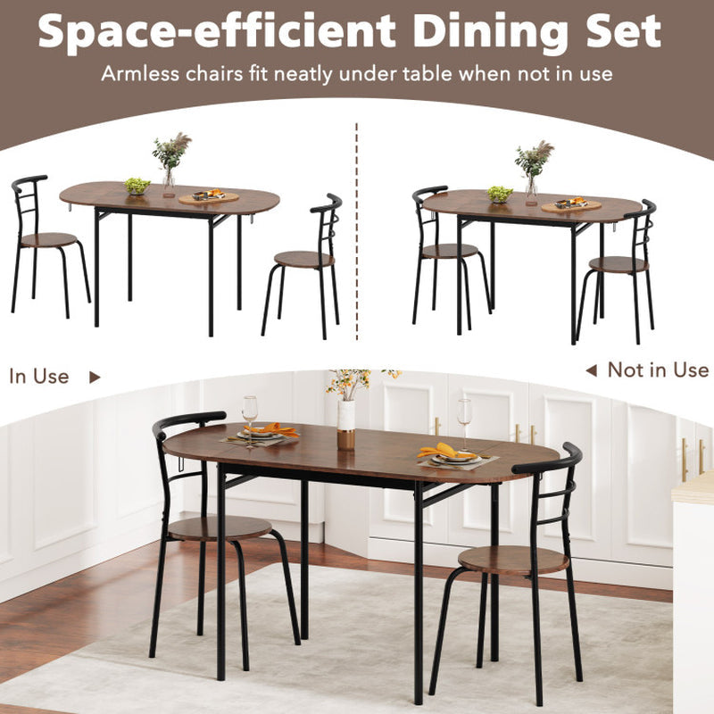 3 Pieces Dining Set with 2 Chairs and Modern Kitchen Table for Small Space