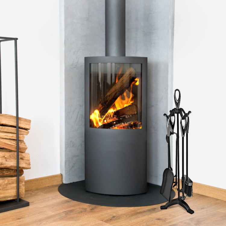 5 Pieces Stylish Iron Fireplace Tools Set