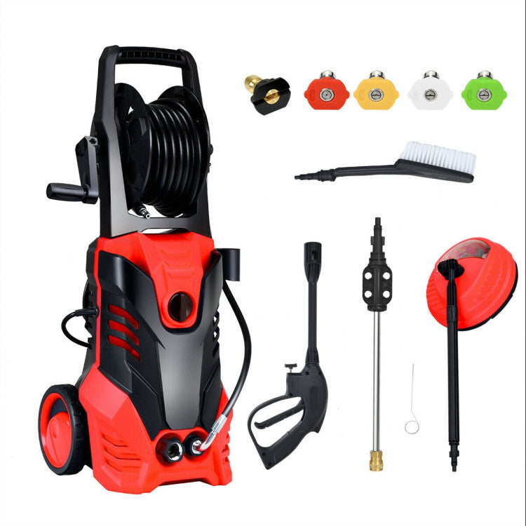 3000 PSI Electric High Pressure Washer with 5 Nozzles and Hose Reel