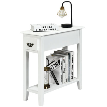 2 Tier End Bedside Sofa Side Table Narrow Nightstand