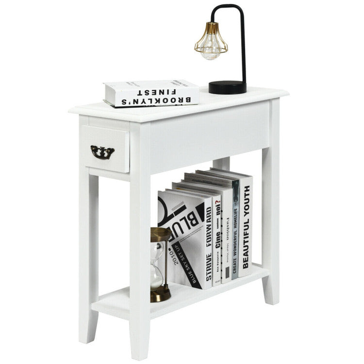 2 Tier End Bedside Sofa Side Table Narrow Nightstand