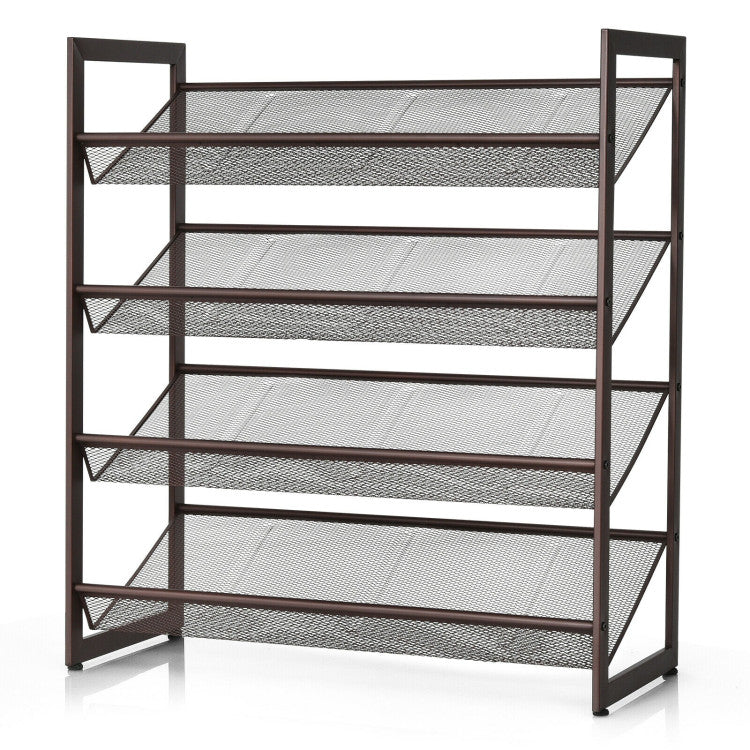 2/3/4 Tiers Flat and Slant Metal Shoe Rack for Entryway Hallway