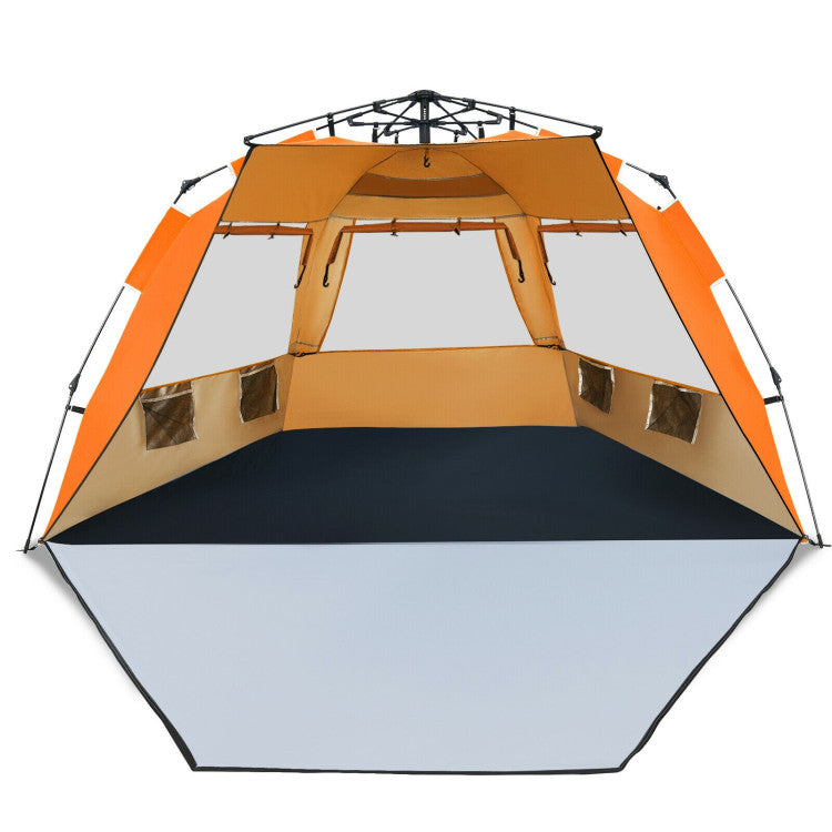 3-4 Person Easy Pop-Up Beach Tent UPF 50+ Portable Sun Shelter