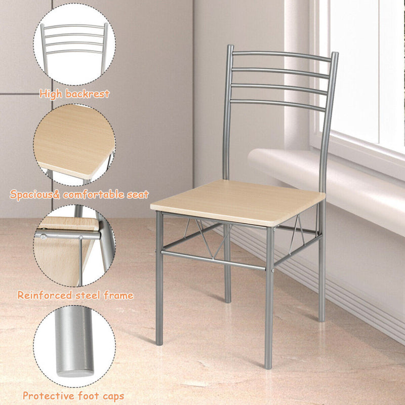 5 Pieces Dining Set Glass Table and 4 Chairs