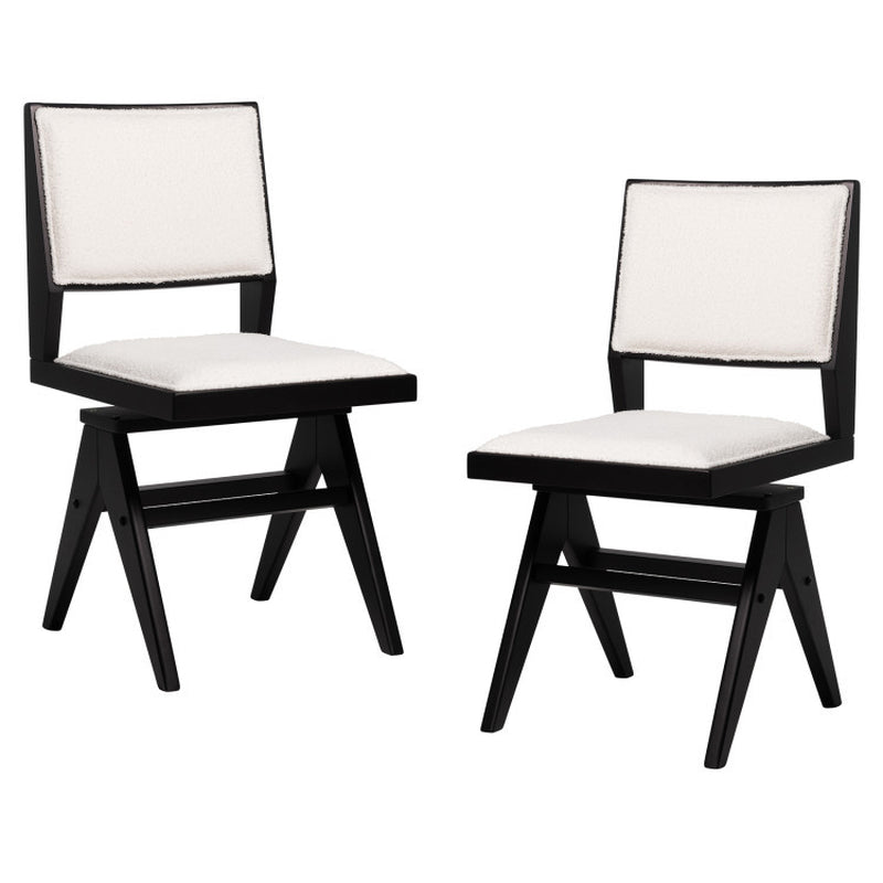 3-Piece Mid-Century Dining Set with 36” round Pedestal Table and 2 Swivel Sherpa Upholstered Chairs