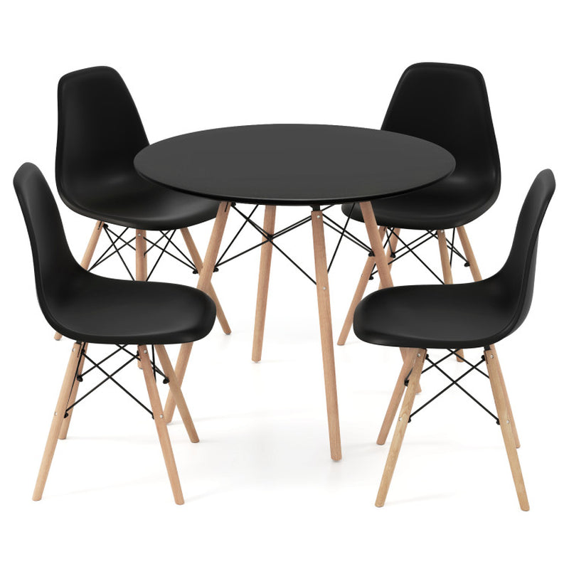 5 Pieces Dining Table Set with Solid Wood Leg