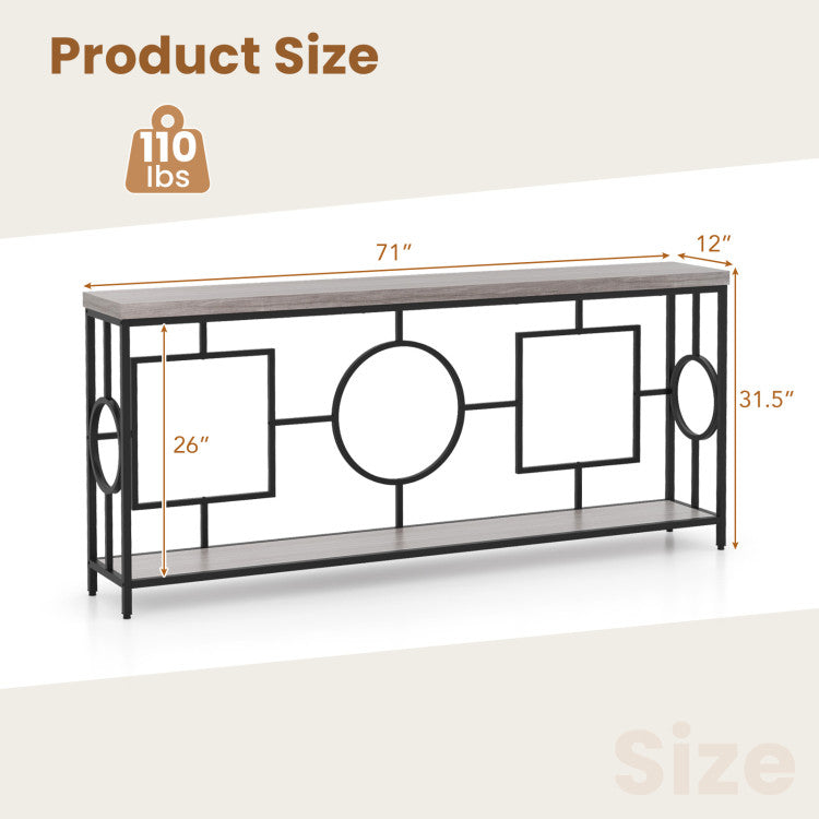 2-Tier Faux Marble Top Console Table with Storage Shelf for Hallway