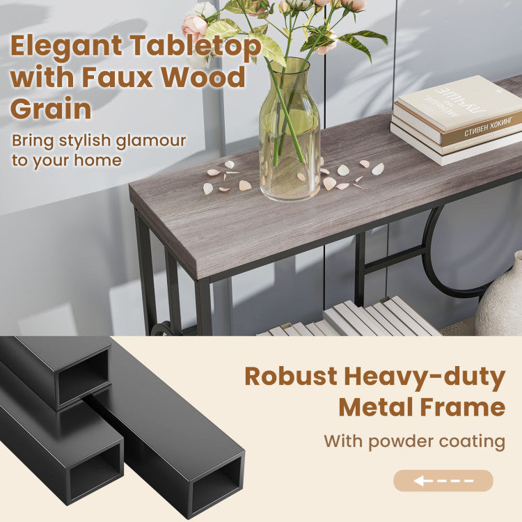 2-Tier Faux Marble Top Console Table with Storage Shelf for Hallway