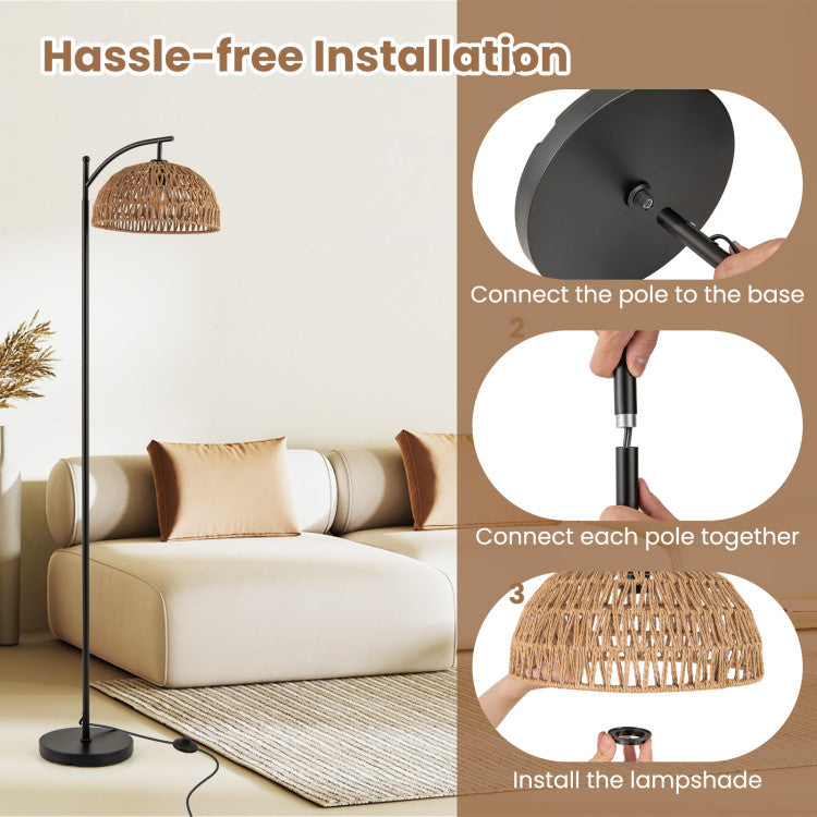Arc Floor Lamp 63 Inches Tall Pole Lamp with Hanging Lampshade