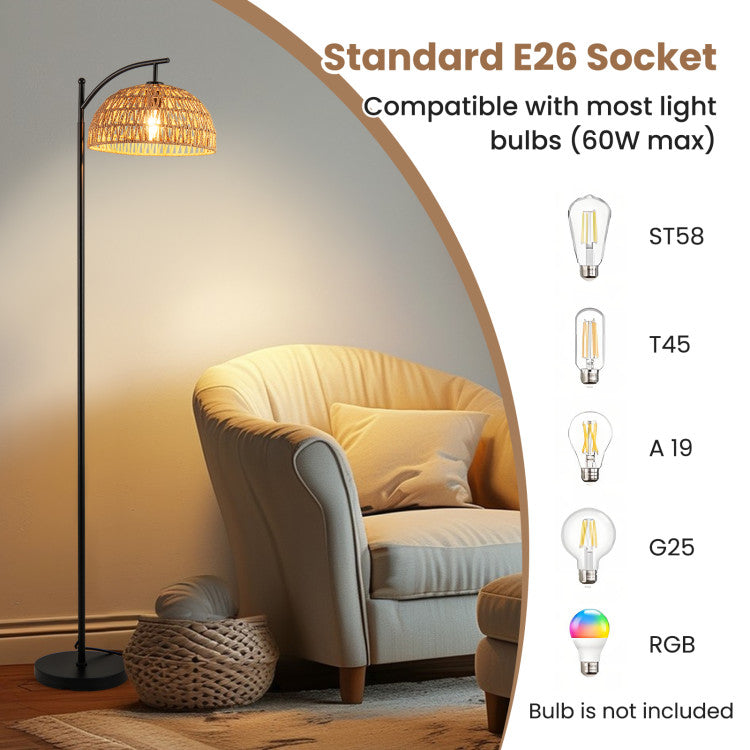 Arc Floor Lamp 63 Inches Tall Pole Lamp with Hanging Lampshade