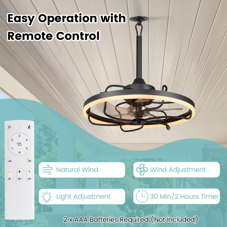 20” Celling Fan with Dimmable LED Light 6 Speeds and Timer