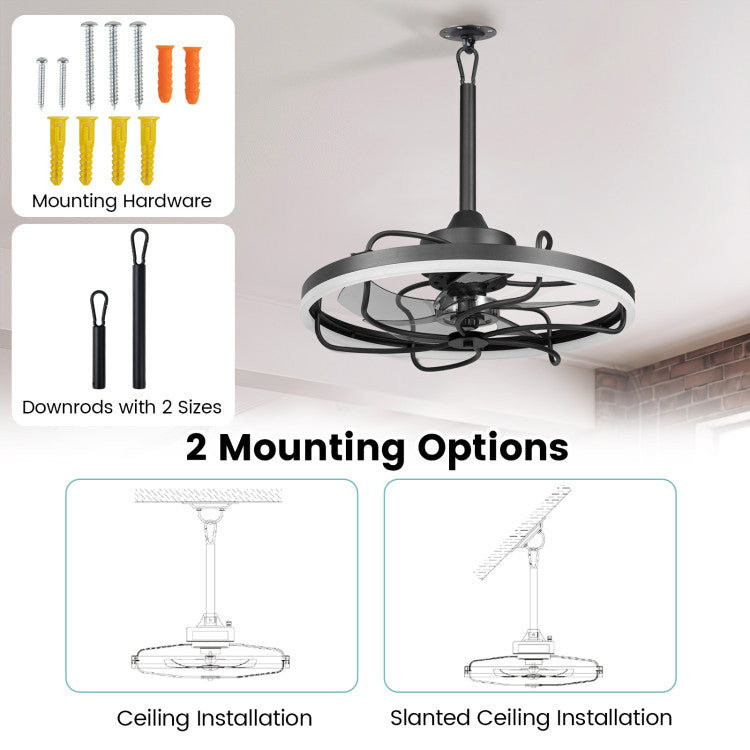20” Celling Fan with Dimmable LED Light 6 Speeds and Timer