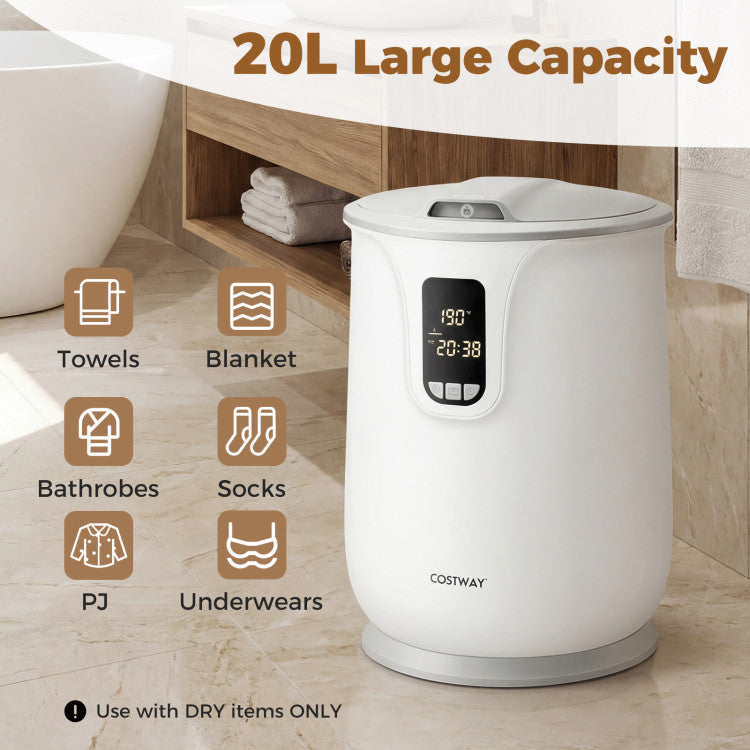 20 L Large Blanket Towel Warmer for Bathroom with 3 Heat Levels