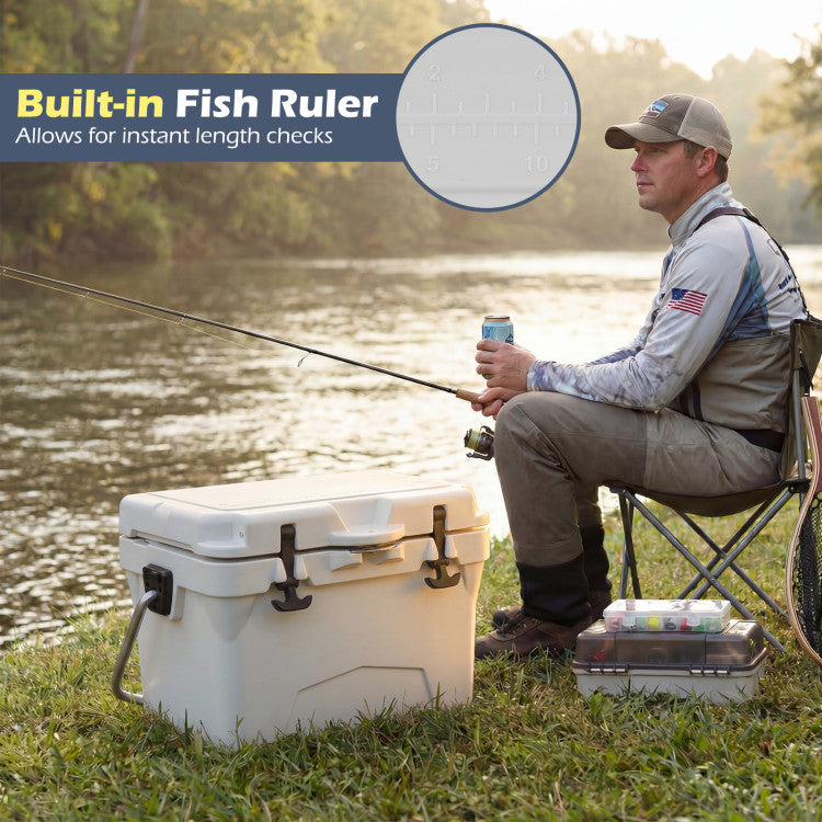 20 Quart Portable Hard Cooler with Built-in Ruler and Bottle