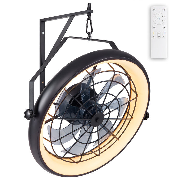 20” Wall Mounted Fan with Dimmable LED Light and 6 Wind Speeds