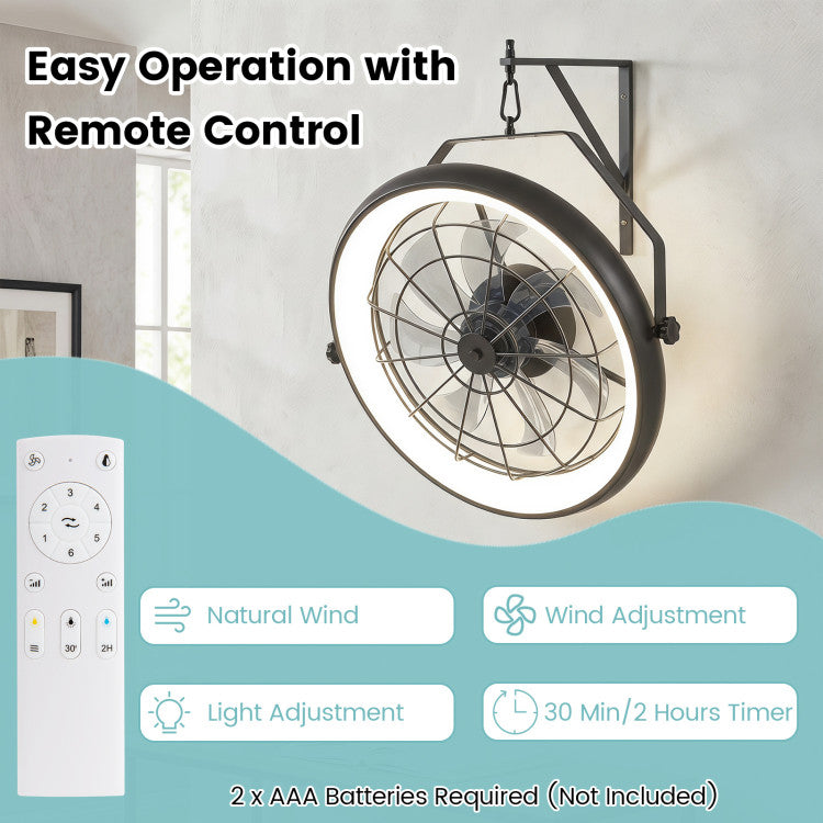 20” Wall Mounted Fan with Dimmable LED Light and 6 Wind Speeds