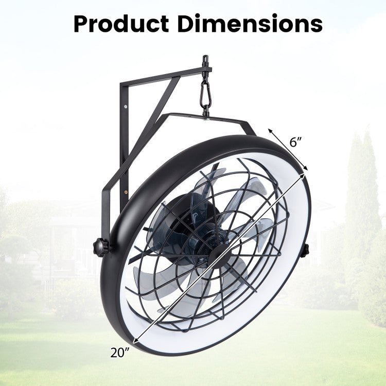 20” Wall Mounted Fan with Dimmable LED Light and 6 Wind Speeds