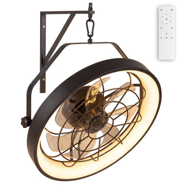 20” Wall Mounted Fan with 3CCT Dimmable LED Light and Timer