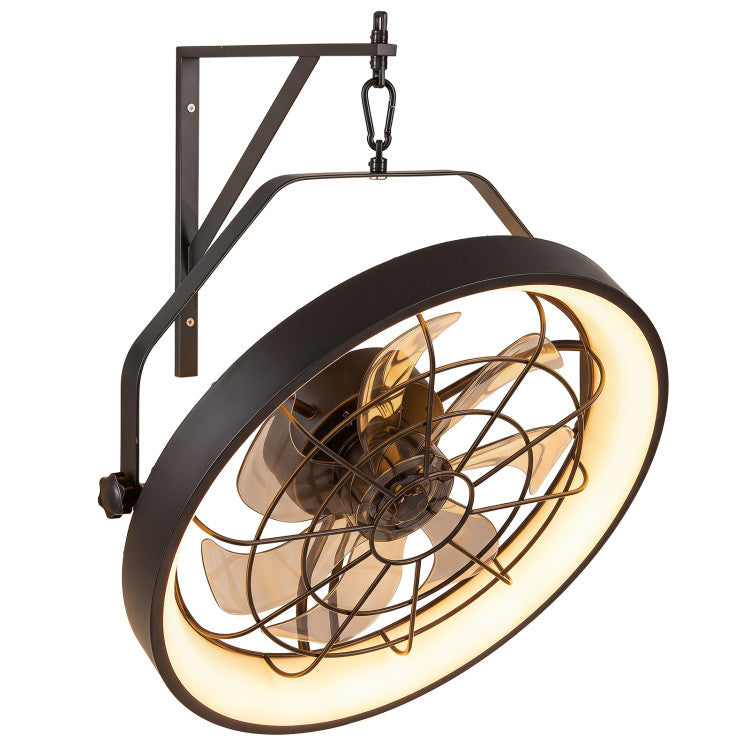 20” Wall Mounted Fan with 3CCT Dimmable LED Light and Timer