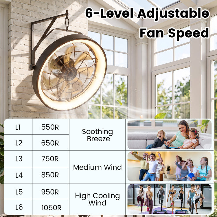 20” Wall Mounted Fan with 3CCT Dimmable LED Light and Timer