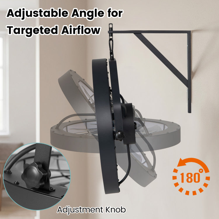 20” Wall Mounted Fan with 3CCT Dimmable LED Light and Timer