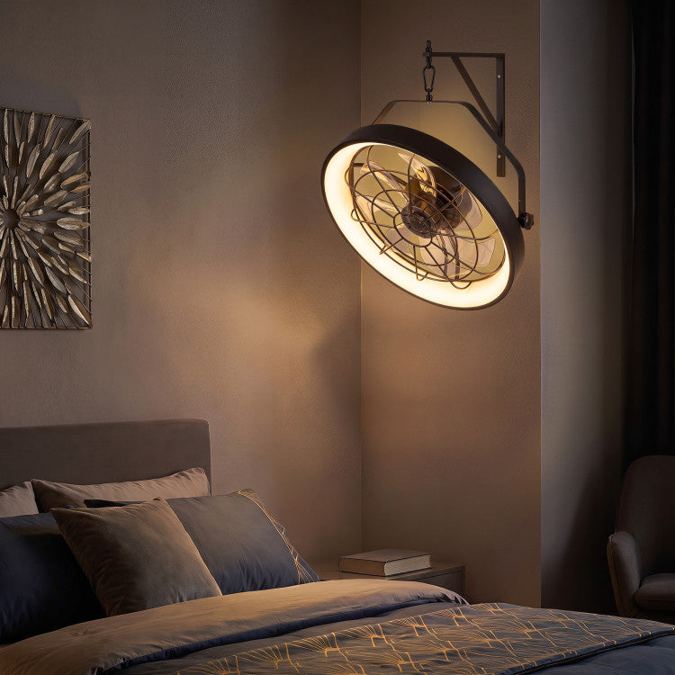 20” Wall Mounted Fan with 3CCT Dimmable LED Light and Timer
