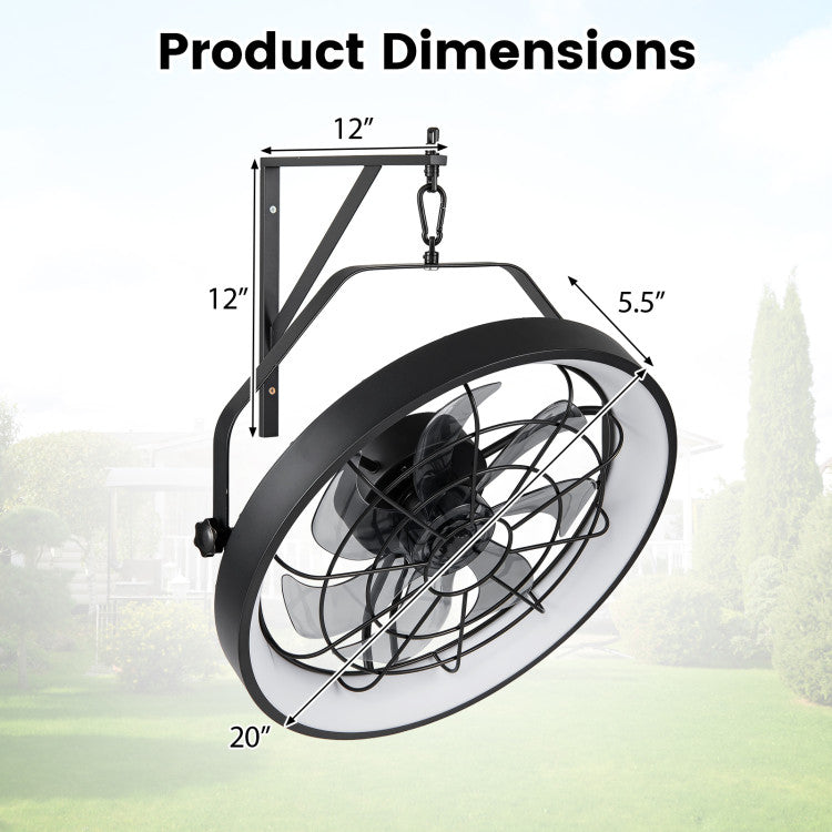 20” Wall Mounted Fan with 3CCT Dimmable LED Light and Timer
