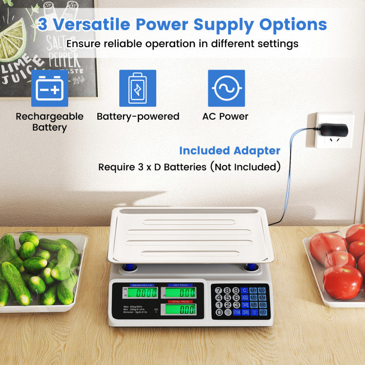 66lb Price Computing Scale Commercial Food Scale with Dual LCD Displays