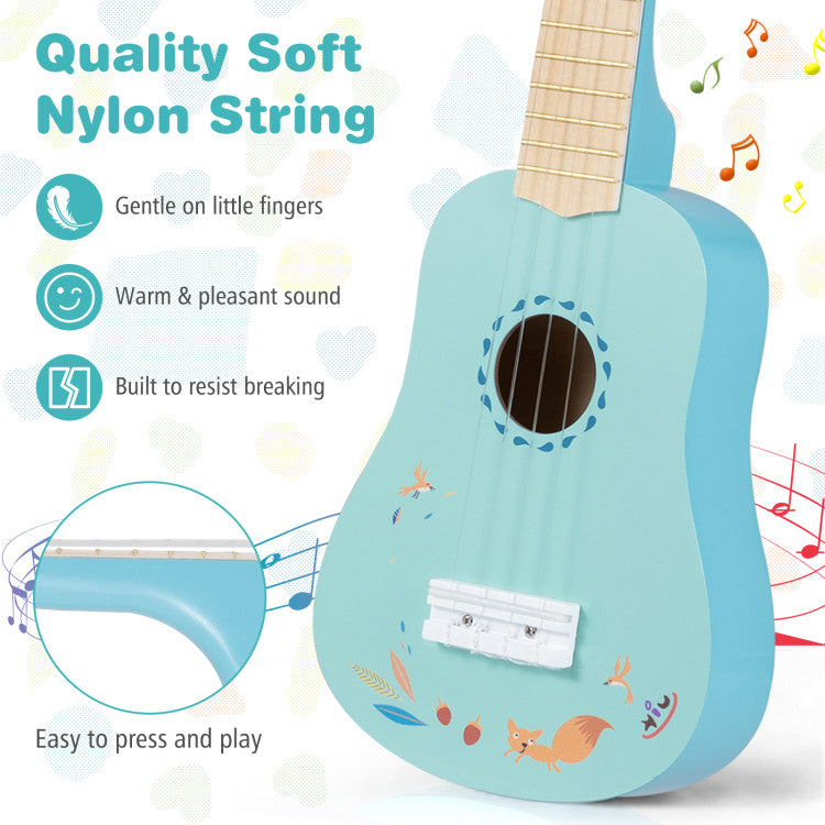 21 Inch Ukulele Guitar for Kids with Basswood Body for 3+ Years Old
