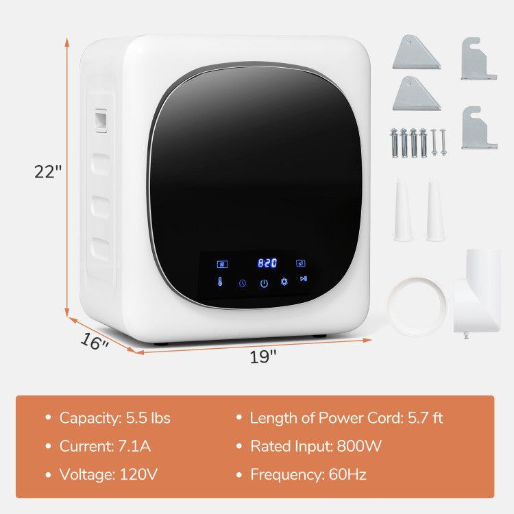 Portable Clothes Dryer Compact Drying Machine 800W Electric Laundry Dryer