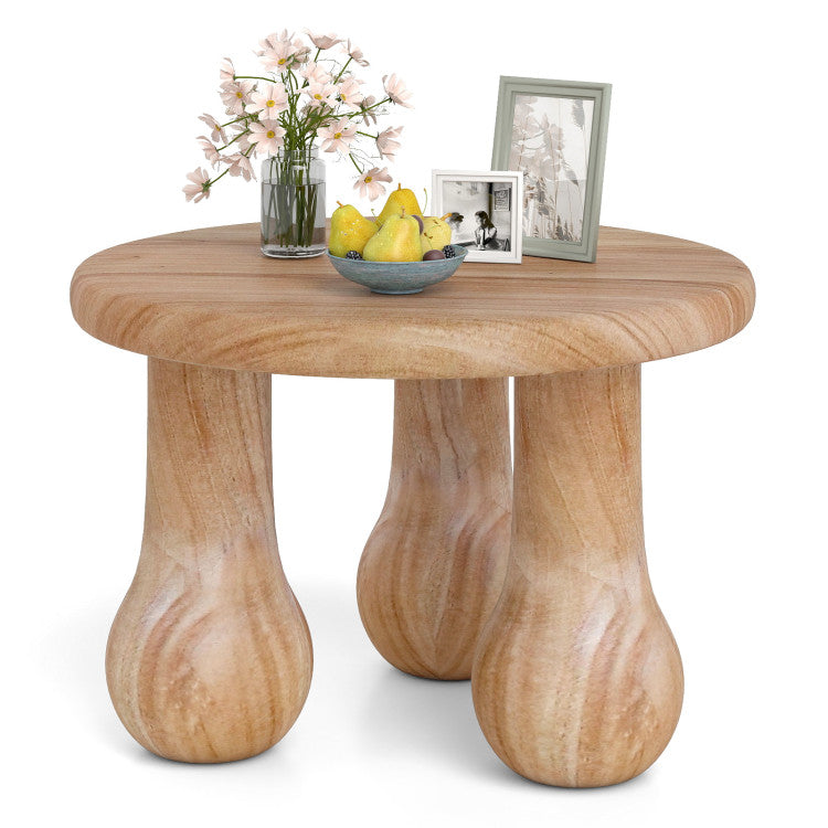 24" Small Solid Mahogany Wood Coffee Table with Thickened Top and Column Legs
